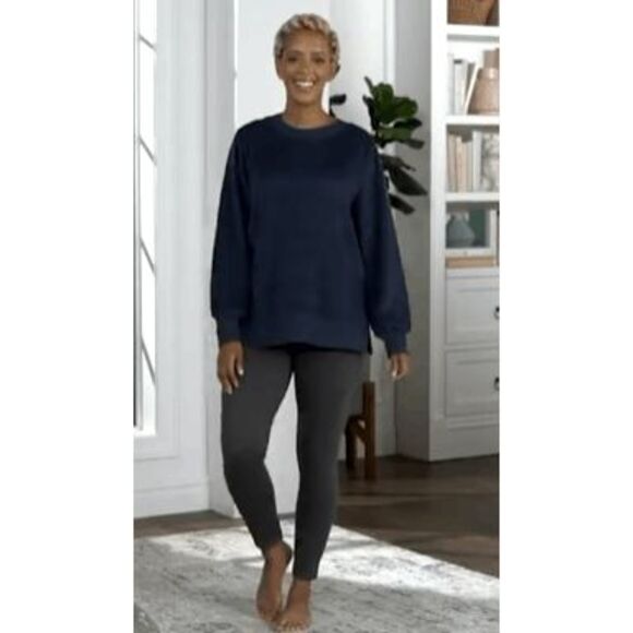 Anybody Fleece French Terry Crew Neck Sweatshirt Womens 3X Deep Navy Blue NWT - Picture 1 of 4